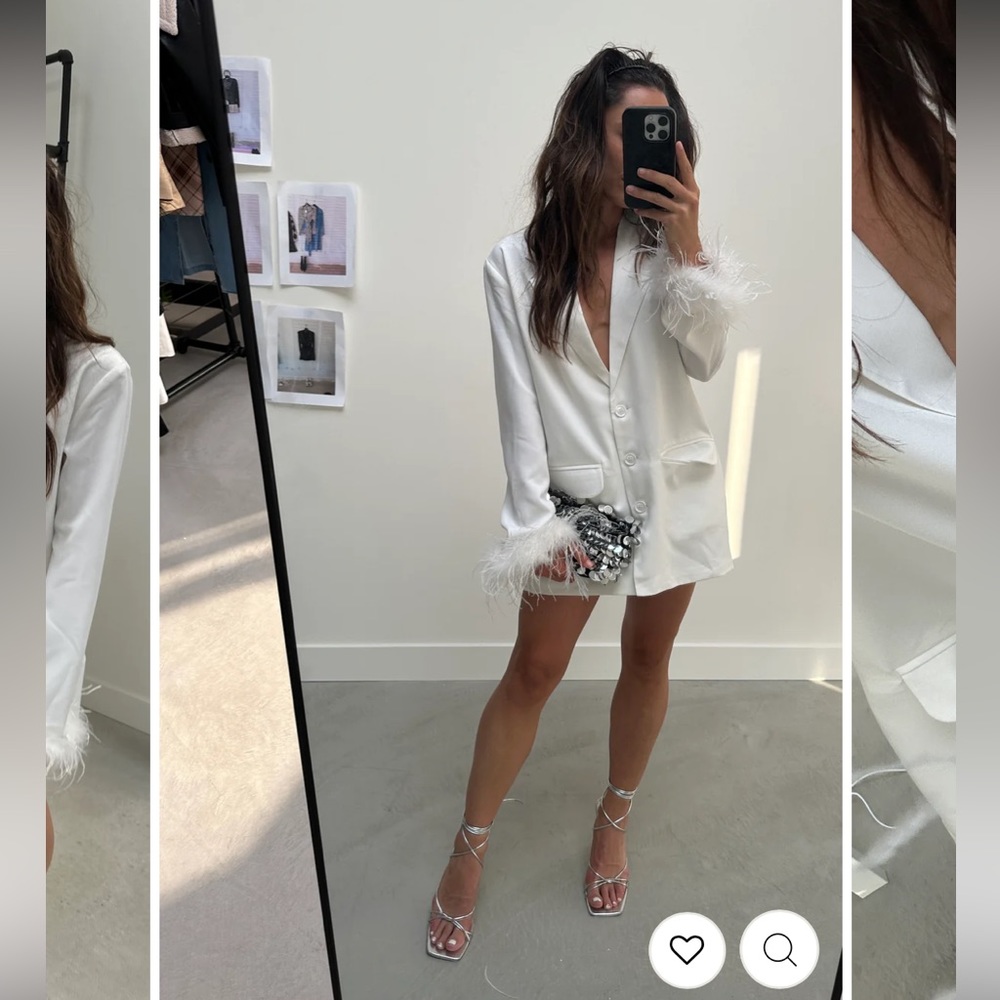 Tease Me White Feather Blazer x 12th Tribe - Small - Picture 2 of 3